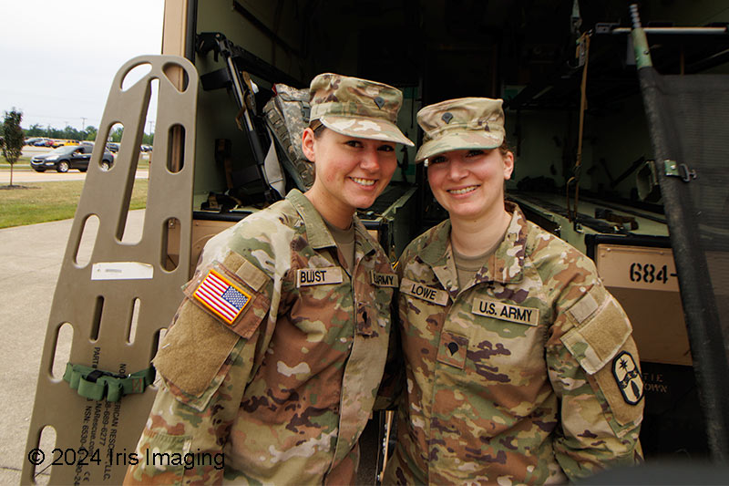Specialist Lowe (L) Specialist Blust of the 371st Sustainment Brigade of Ohio Army National Guard